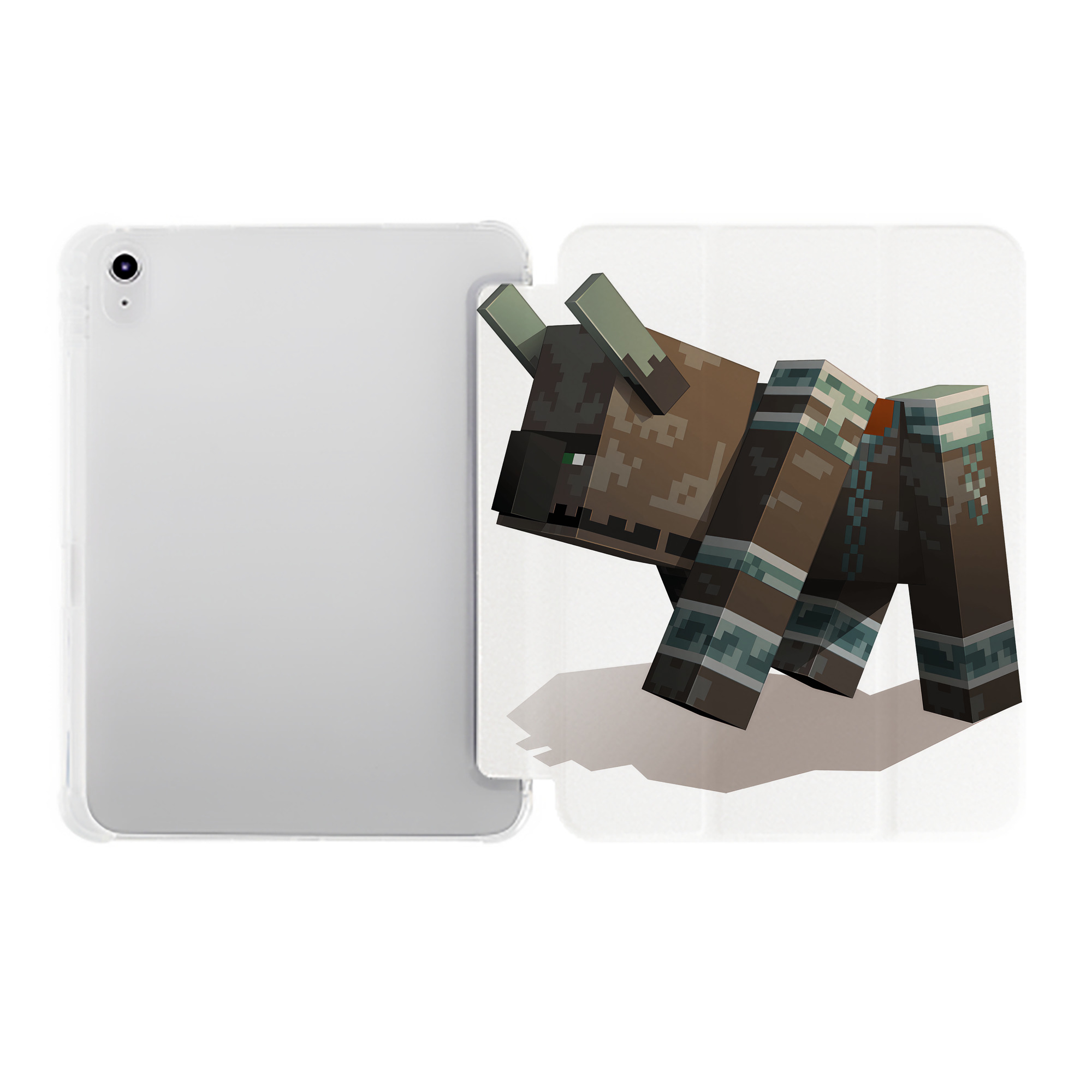 （画像用） マインクラフト ブロックの世界 Minecraft MC Block world IPad ケース ペン収納付き 三つ折りスタンド PUレザー×シリコン 対応機種9.5/10.5/10.9インチ